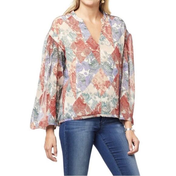 JESSICA SIMPSON Women’s Paisley Patch Mother Of Pear JENNA SemiSheer Plus 1X NWT - Picture 2 of 8